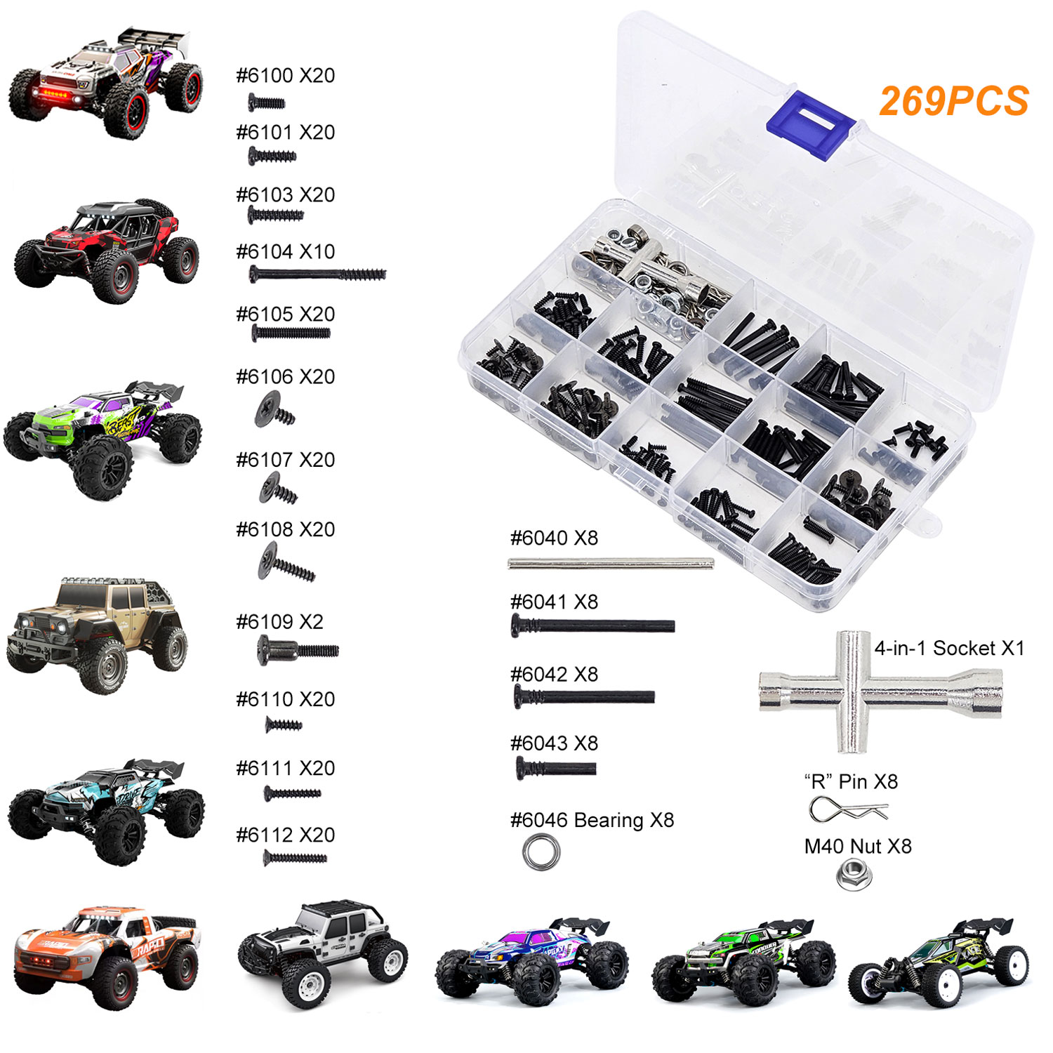 Rc Hobby Nut - SCY 269-częściowy zestaw narzędzi do samochodów